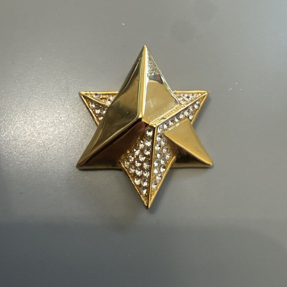 3D Star Of David Gold Tone Cubic Zirconia Pendant ONLY. Jewish Israel Hebrew